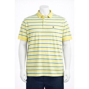 👕 Tommy Hilfiger Men’s XXL Polo Shirt – Yellow Blue White Striped – Cotton